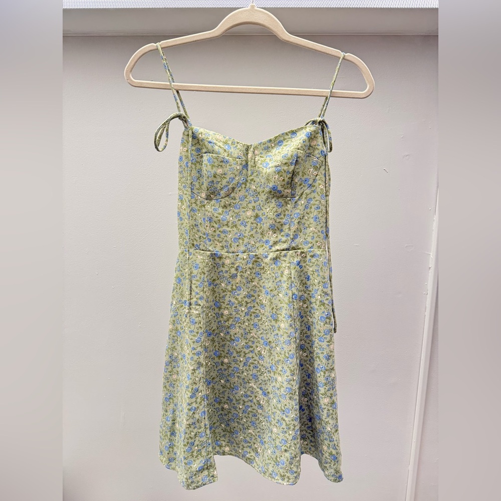 Artist Green and Blue Floral Mini Dress